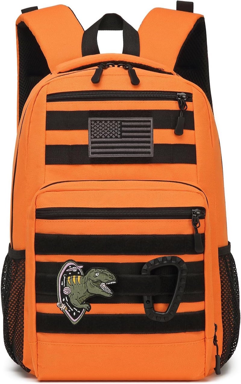 SunForMorning Kids Tactical Backpack Army Molle Bookbag Military Boys Backpack for School, Outdoor, Camping, Orange - Image 1